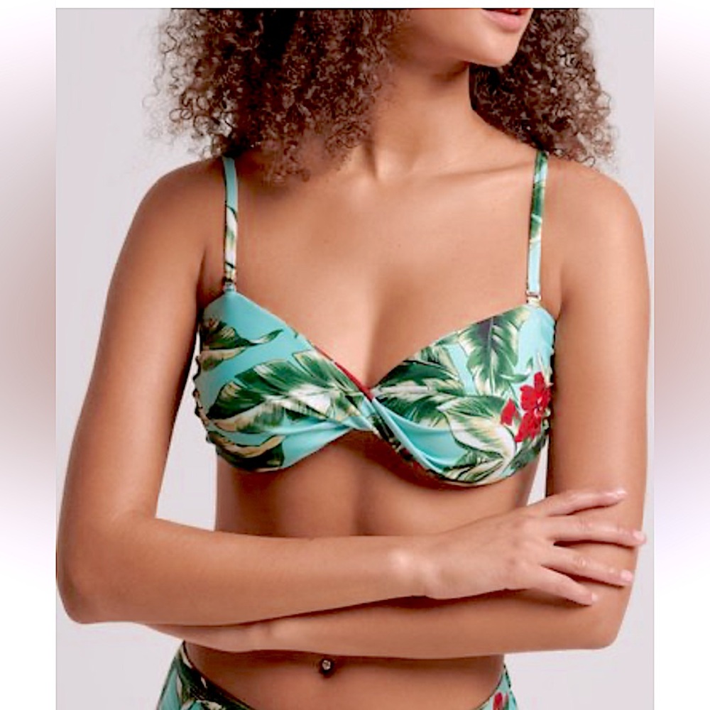 Victoria's Secret Floral Bikini Set 32C detachable ties high waisted bottom